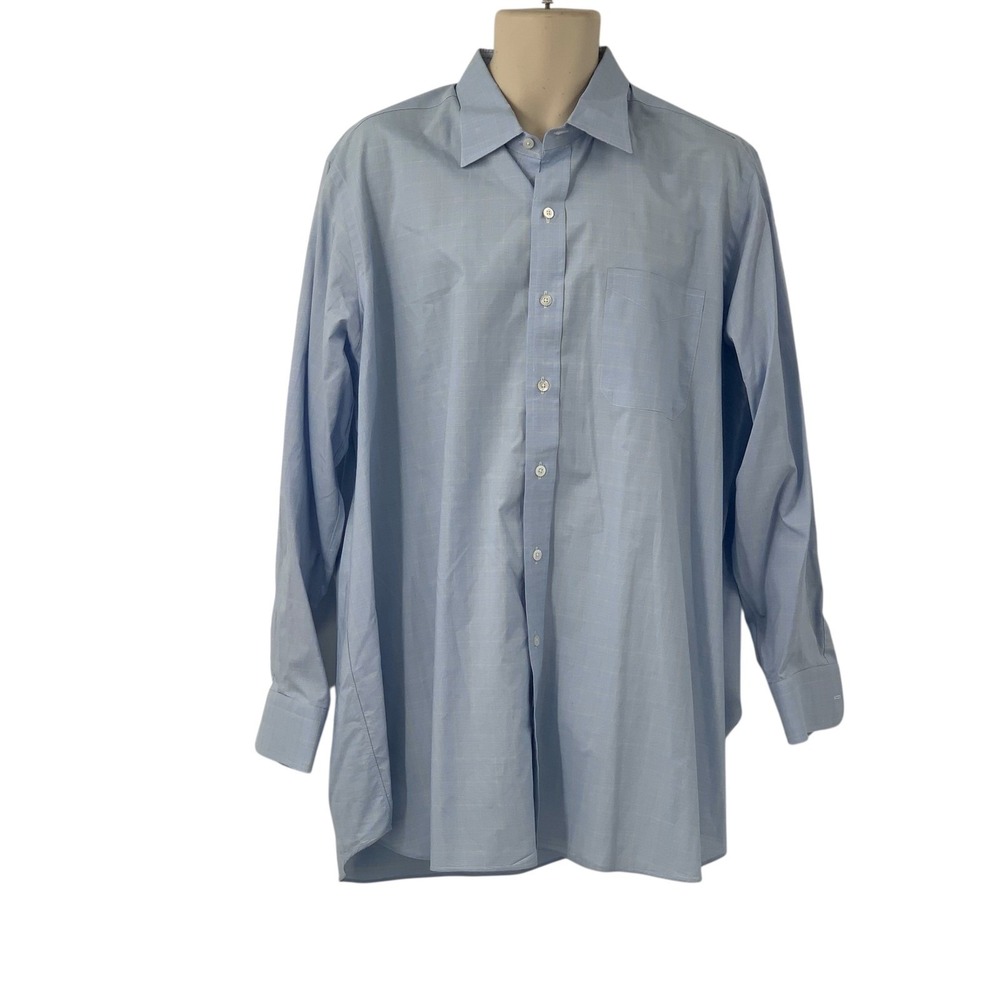 Hamilton‎ Men's Long Sleeve Button Up Shirt Blue/Yellow Windowpane Plaid Size XL